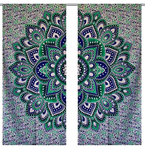 Ombre Mandala Medallion CURTAIN Tribal Boho Hippie Indian Bedroom Decor Tapestry-Jaipur Handloom