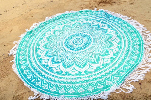 Ombre Mandala Roundie Round Tapestry-Jaipur Handloom