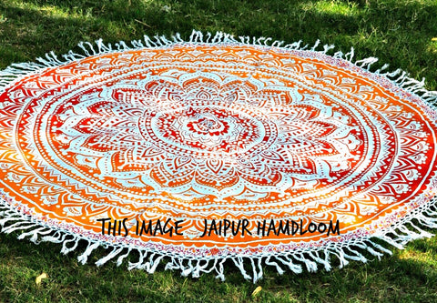 Ombre round mandala beach towel-Jaipur Handloom