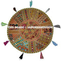 On Sale 32" Big Round Floor Pillow Cushion round seating Bohemian Patchwork floor cushion pouf Vintage Indian Foot Stool Bean Bag-Jaipur Handloom