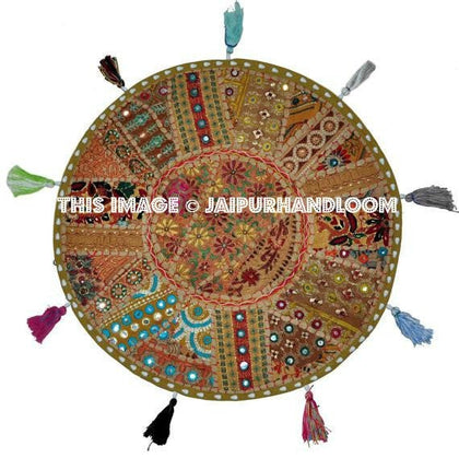 On Sale 32" Big Round Floor Pillow Cushion round seating Bohemian Patchwork floor cushion pouf Vintage Indian Foot Stool Bean Bag-Jaipur Handloom
