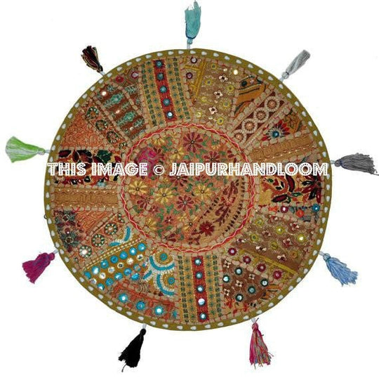 On Sale 32" Big Round Floor Pillow Cushion round seating Bohemian Patchwork floor cushion pouf Vintage Indian Foot Stool Bean Bag-Jaipur Handloom