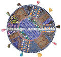 On Sale 32" Blue Large Round Floor Pillow Cushion Cover Seating Floor Pillow Cover Throw Pillow Toss Pillow Decorative Pillow Foot Stool-Jaipur Handloom