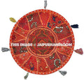 On Sale XL 32" Round Floor Pillow Cushion in Orange gypsy Bohemian Patchwork floor cushion pouf Vintage Indian Foot Stool Bean Bag-Jaipur Handloom