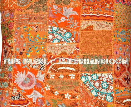 Orange 24x24" Patchwork Throw Pillows for Couch Boho Floor Cushions