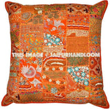 Orange 24x24" Patchwork Throw Pillows for Couch Boho Floor Cushions