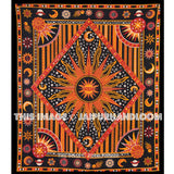Orange Celestial Sun Moon & Planets tapestry psychedelic dorm tapestry-Jaipur Handloom