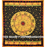 Orange Hindu Astrology Zodiac Horoscope Print Wall Hanging Tapestry-Jaipur Handloom
