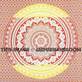 Orange Ombre Mandala Tapestry Wall Hanging Bedding Bedspread Throw-Jaipur Handloom