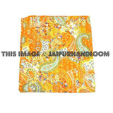 Orange Paisley Kantha Throw Queen Kantha bed Cover Quilted Blanket