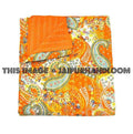 Orange Paisley Kantha Throw Queen Kantha bed Cover Quilted Blanket