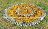 Orange Psychedelic 3-D Star Mandala Round Beach Throw, Beach Round Towel-Jaipur Handloom