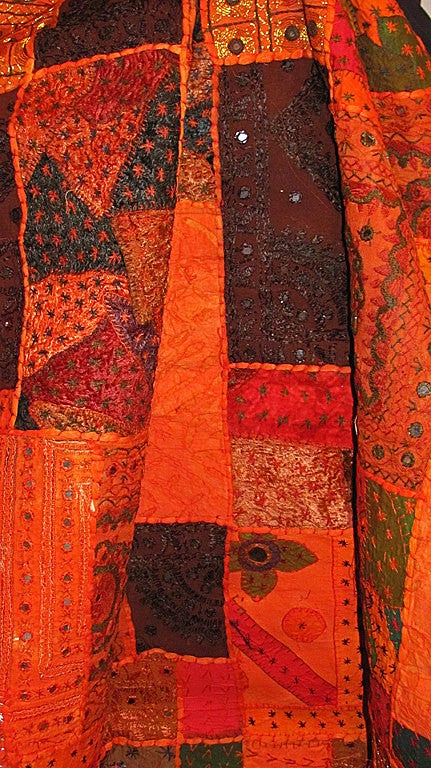 Orange Queen Indian Bedspread Bohemian Patchwork Bedding Bed cover-Jaipur Handloom