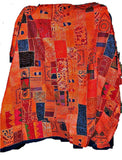 Orange Queen Indian Bedspread Bohemian Patchwork Bedding Bed cover-Jaipur Handloom