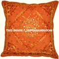 Orange decorative Throw Pillow Ethnic Indian Floor Pillow Bohemian Pillow cushion