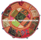 Ottoman Seat Embroidered Pouffe round stool chair foot stool-Jaipur Handloom
