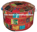 Ottoman Seat Embroidered Pouffe round stool chair foot stool-Jaipur Handloom