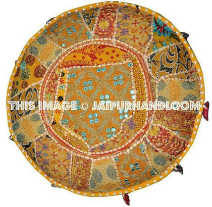 Outdoor pouf ottoman in Yellow