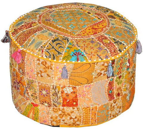 Outdoor pouf ottoman in Yellow