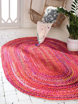Oval 3 X 5 Chindi Area Rug ON SALE, Hand Braided Indoor Outdoor Rag Rug