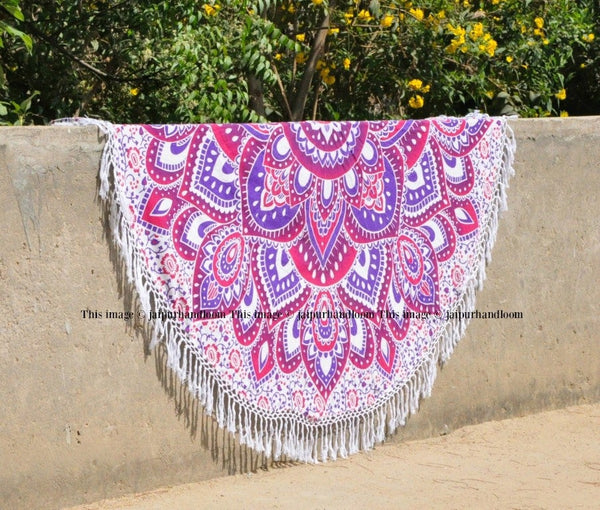 Padma Round Beach Towel-Jaipur Handloom