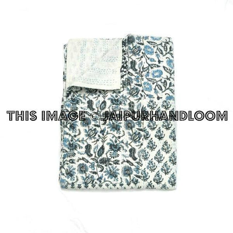 Patchwork Kantha Quilt Throw Blanket Indian Bedspread-Jaipur Handloom