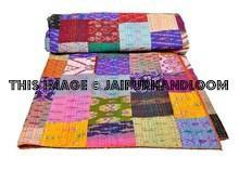 Patchwork Kantha Quilt in Queen Size Bohemian Kantha Bedding Bed Cover