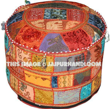 Patchwork Pouf Ottoman Cover Indian Pouf