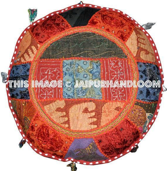 Patchwork Pouf Ottoman Cover Indian Pouf