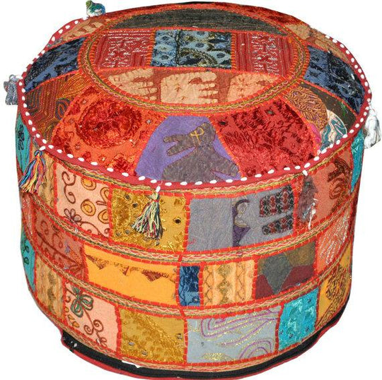 Patchwork Pouf Ottoman Cover Indian Pouf