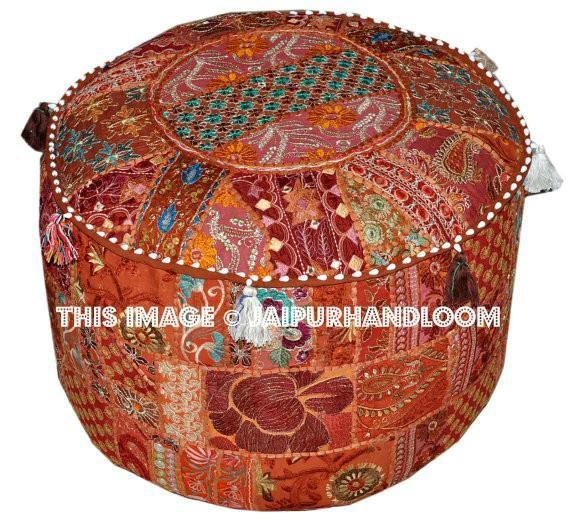 Patchwork Pouf Ottoman | Jaipur Handloom