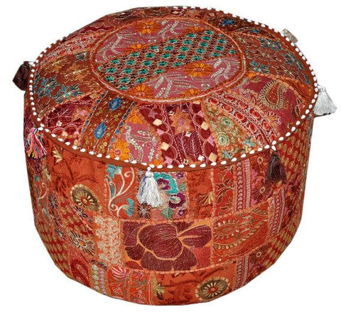 Patchwork Pouf Ottoman | Jaipur Handloom