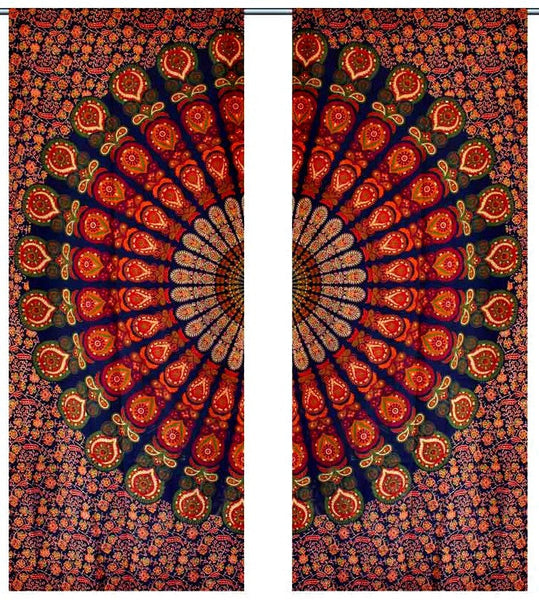 Peacock Mandala Window Indian Decoration Curtain Window Voile Curtains Tapestry-Jaipur Handloom
