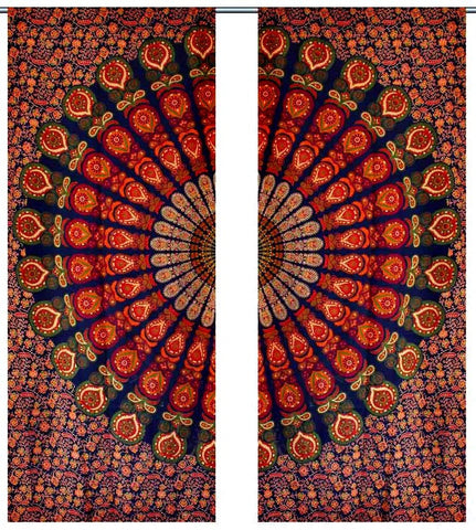 Peacock Mandala Window Indian Decoration Curtain Window Voile Curtains Tapestry-Jaipur Handloom