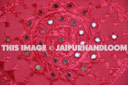 Pink Decorative Mirror Work Pillow Throw Pillow Toss Pillow, Outdoor Pillow Sofa Pillow-Jaipur Handloom