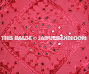 Pink Decorative Mirror Work Pillow Throw Pillow Toss Pillow, Outdoor Pillow Sofa Pillow-Jaipur Handloom
