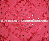 Pink Decorative Mirror Work Pillow Throw Pillow Toss Pillow, Outdoor Pillow Sofa Pillow-Jaipur Handloom