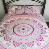 Pink Ombre Mandala Bedding Set with 2 pillow cases-Jaipur Handloom