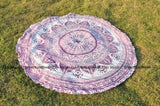 Pink Ombre Mandala Round Tapestry Bohemian Beach Towels Round Table Cloths-Jaipur Handloom