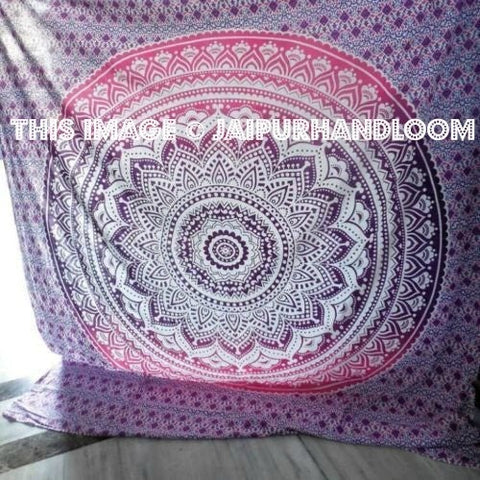 Pink Ombre Mandala Tapestry Ombre Mandala Tapestries Wall hanging-Jaipur Handloom