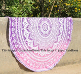 Pink Ombre Round Mandala Beach Towel Throw Roundie by "JAIPUR HANDLOOM"-Jaipur Handloom