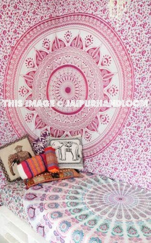 Pink Ombre Tapestry Mandala Tapestry Wall Hanging Hippie Bedding-Jaipur Handloom