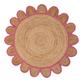 Pink Round scallop rug, round scalloped jute rug, round jute rug
