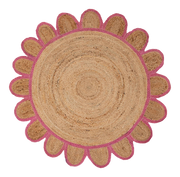 Pink Round scallop rug, round scalloped jute rug, round jute rug