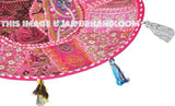 Pink XL 32" Big Round Floor Pillow Cushion round seating Bohemian Patchwork floor cushion pouf Vintage Indian Foot Stool Bean Bag-Jaipur Handloom