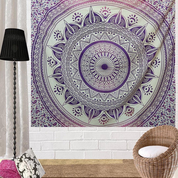 Pink and purple hippie Tapestries boho home decor mandala tapestry-Jaipur Handloom