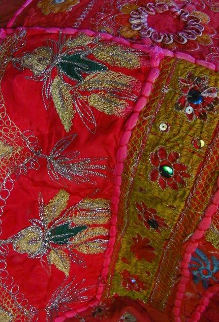 Pink embroidered decorative curtains queen patchwork bed cover bedding-Jaipur Handloom