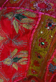 Pink embroidered decorative curtains queen patchwork bed cover bedding-Jaipur Handloom