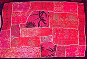 Pink embroidered decorative curtains queen patchwork bed cover bedding-Jaipur Handloom