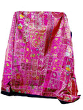Pink embroidered decorative curtains queen patchwork bed cover bedding-Jaipur Handloom